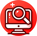 DALL·E 2023-11-02 14.01.00 - Flat design icon for website and SEO, entirely in red (#80242c) against a solid white background. The icon includes minimalistic elements such as a co