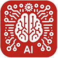 DALL·E 2023-11-02 14.06.26 - Vector icon for AI development services, in the same vein as the first mobile app development service icon. It should be in red (#80242c) on a solid w